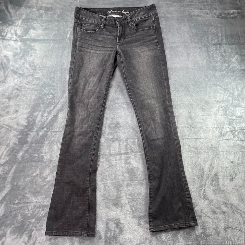 American Eagle Jeans Womens 6 Regular Black Skinny Kick Boot Cut Stretch Denim
